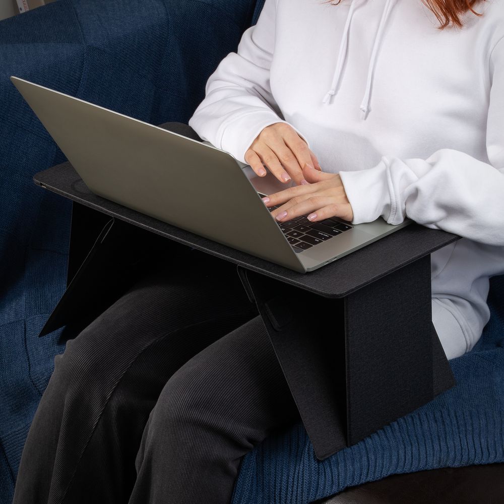 Складной стол для ноутбука с беспроводной зарядкой Kickstand Table, серый