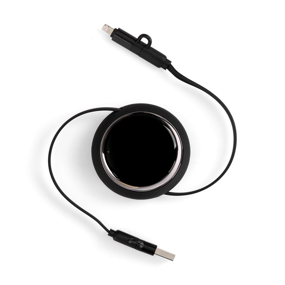 Складной кабель с переходниками pocketCoil, черный