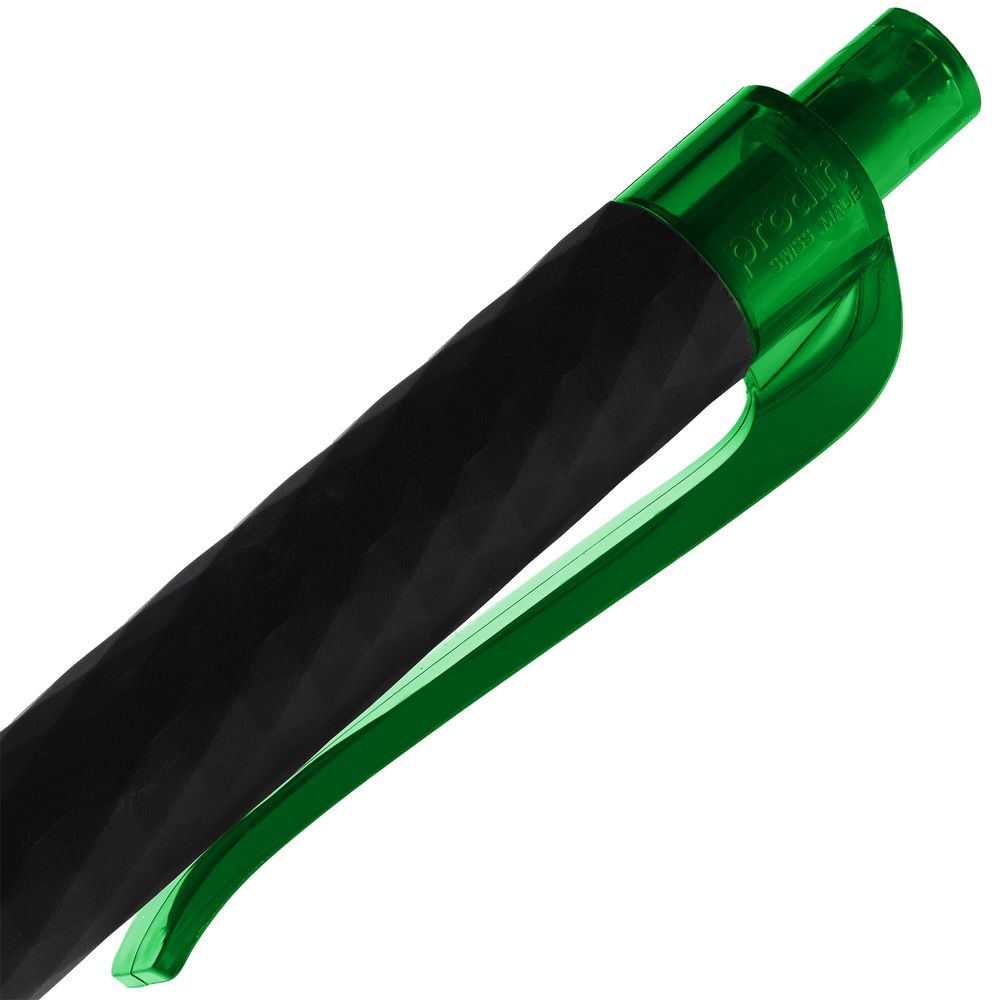 Ручка шариковая Prodir QS01 PRT-T Soft Touch, черная с зеленым