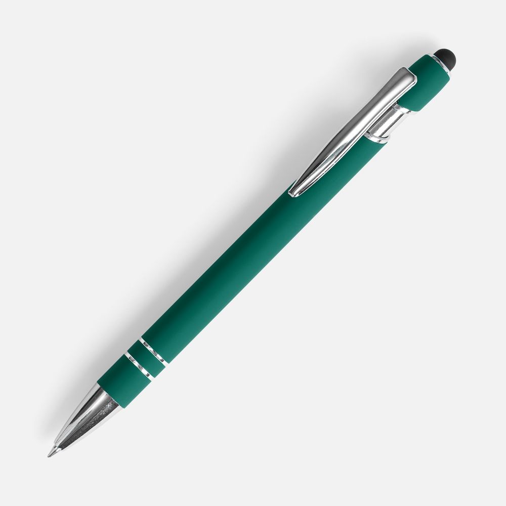 Ручка шариковая Pointer Soft Touch со стилусом, зеленая