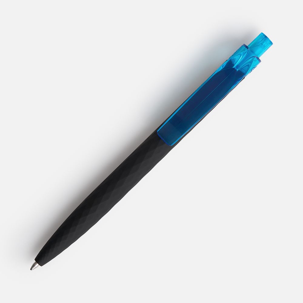 Ручка шариковая Prodir QS01 PRT-T Soft Touch, черная с голубым