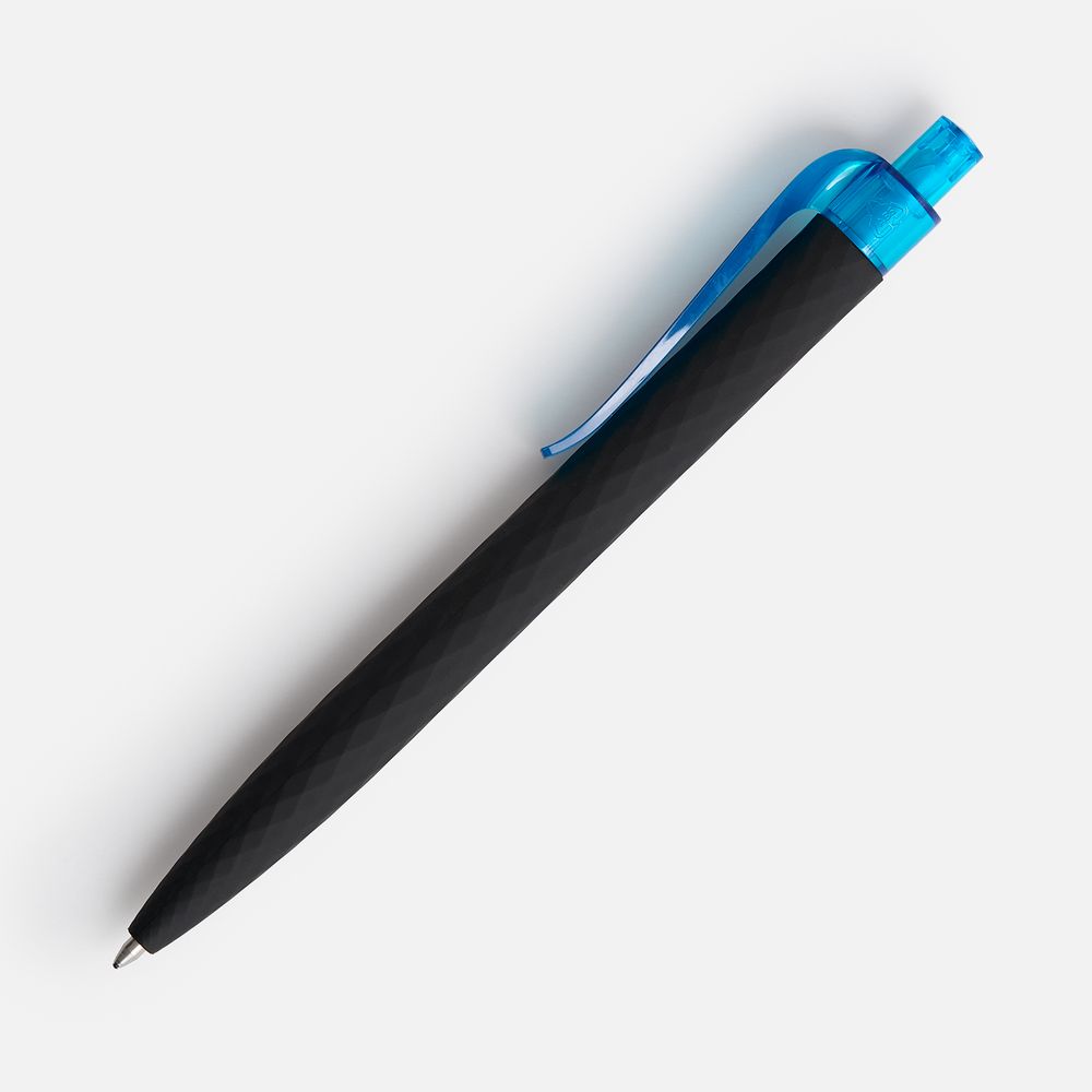 Ручка шариковая Prodir QS01 PRT-T Soft Touch, черная с голубым