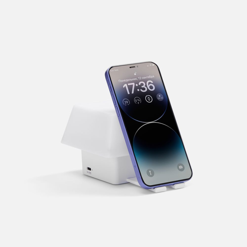 Светильник с подставкой для смартфона Knoppi, белый