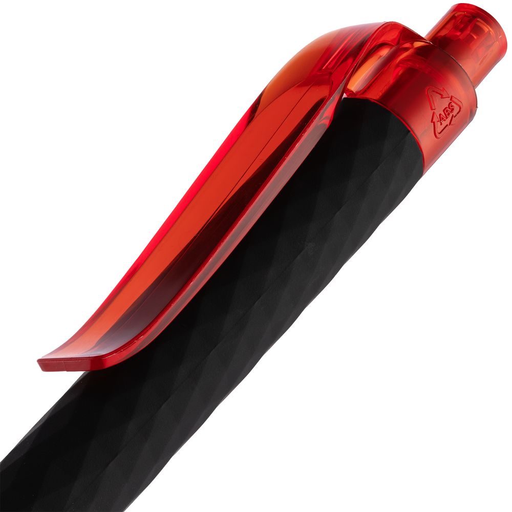 Ручка шариковая Prodir QS01 PRT-T Soft Touch, черная с красным