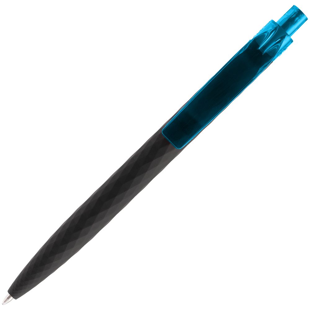 Ручка шариковая Prodir QS01 PRT-T Soft Touch, черная с голубым