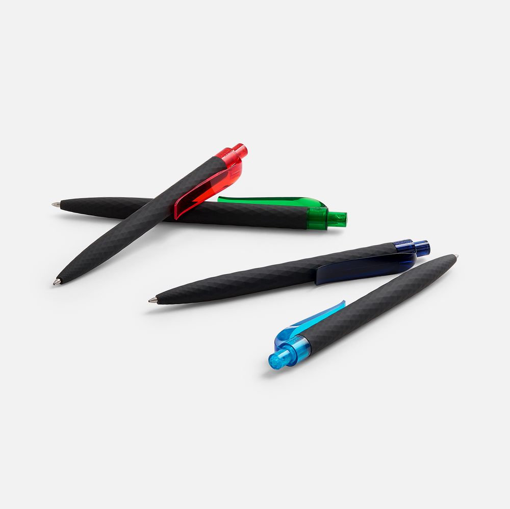 Ручка шариковая Prodir QS01 PRT-T Soft Touch, черная с синим