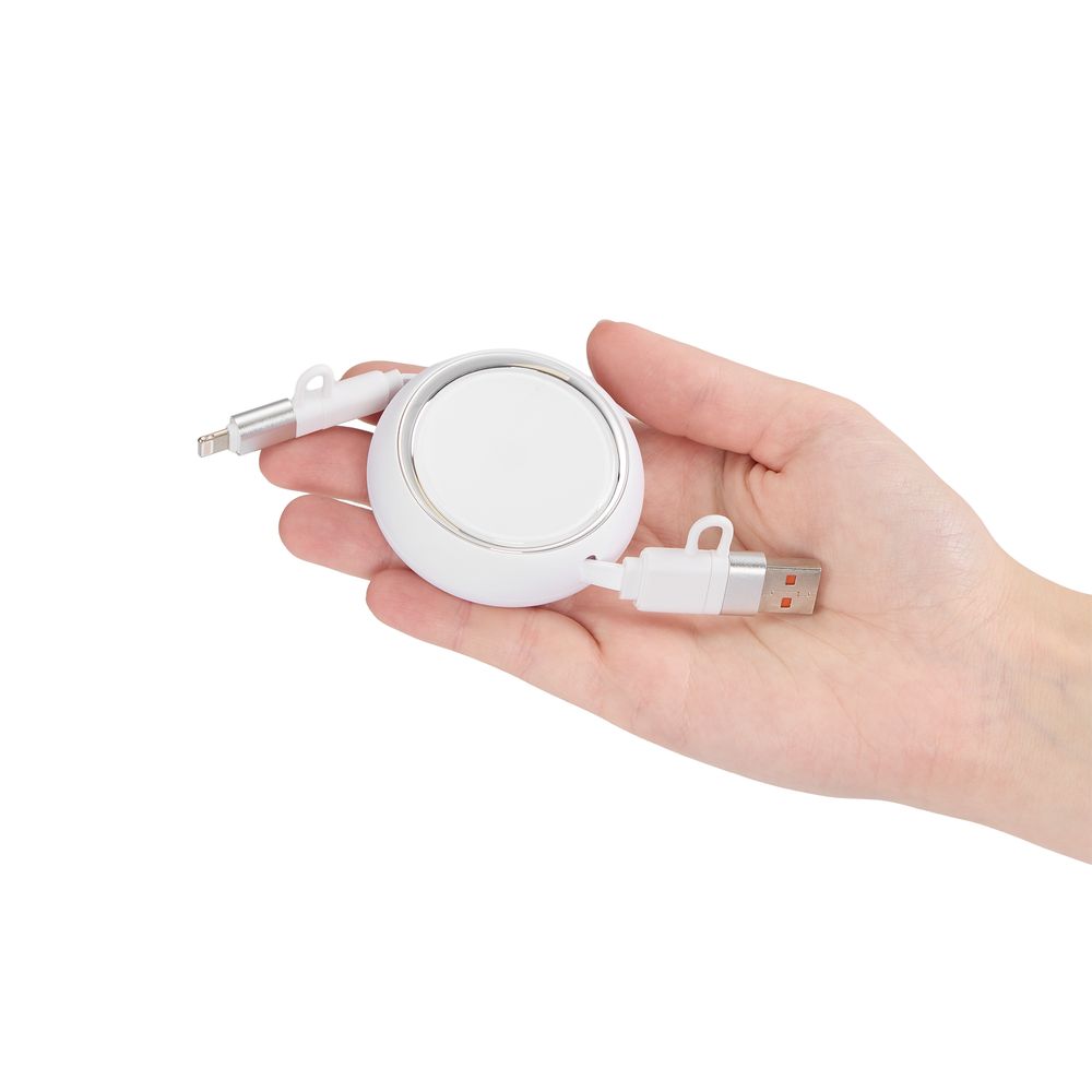 Складной кабель с переходниками pocketCoil, белый