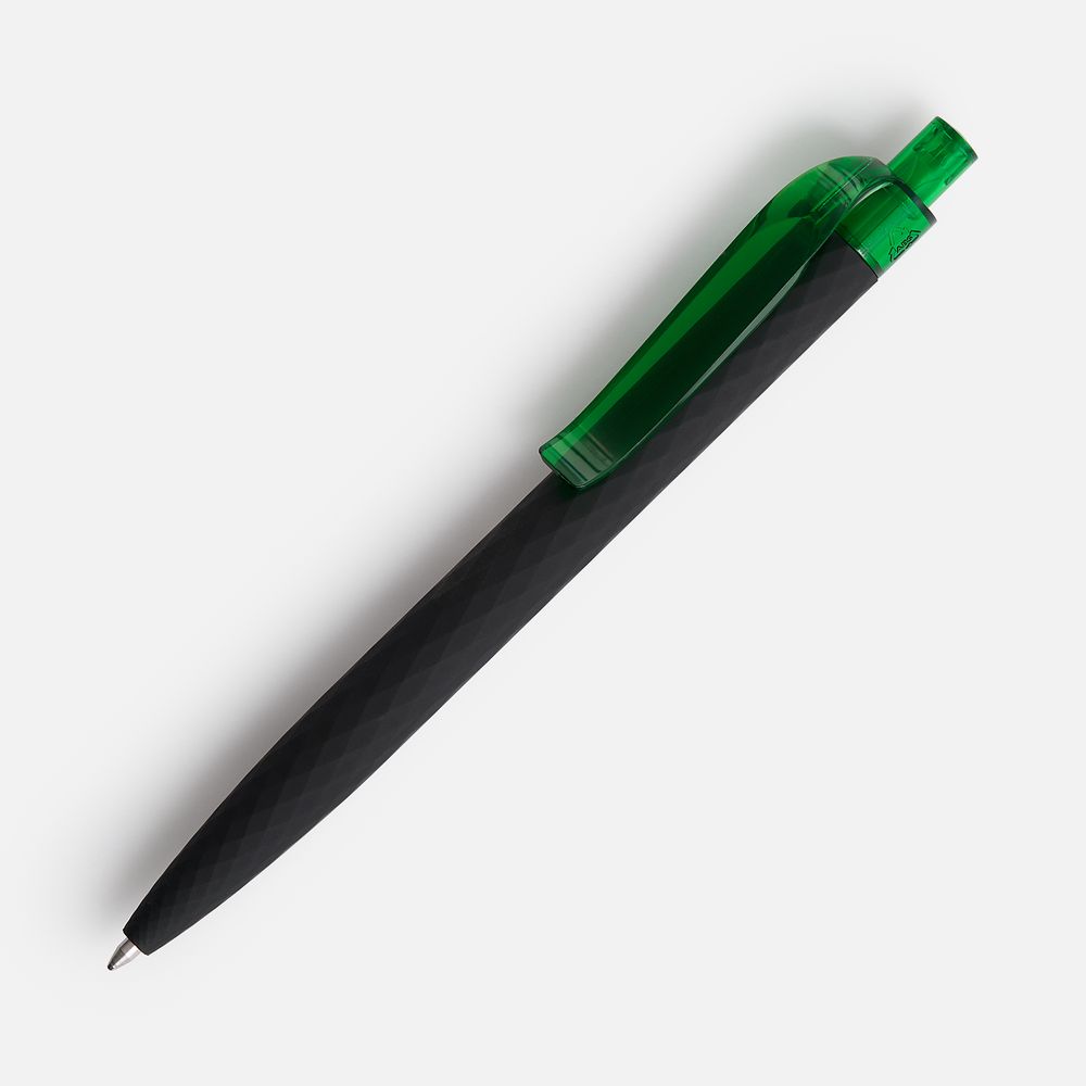 Ручка шариковая Prodir QS01 PRT-T Soft Touch, черная с зеленым