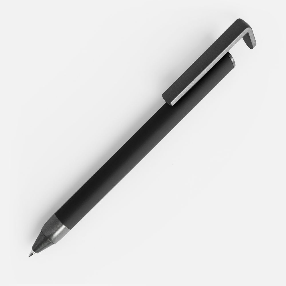 Ручка шариковая Standic с подставкой для телефона, черная